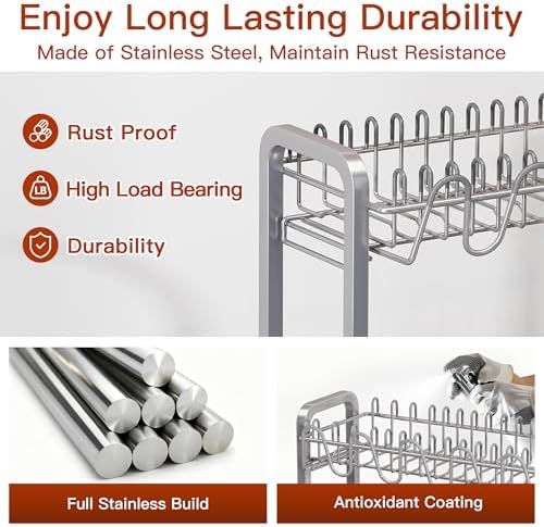 BOOSINY 2-Tier Stainless Steel Dish Drying Rack