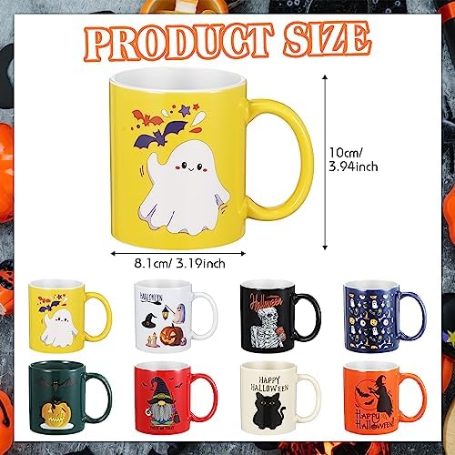 Maxdot 8 Pcs Halloween Ceramic Coffee Mugs Set 12 oz with Handle