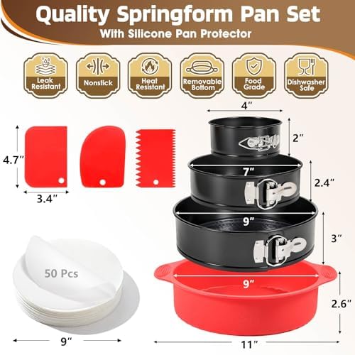 MASSUGAR 4 7 9 Inch Springform Pan Cheesecake Pan with Silicone