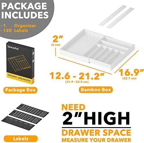 SpaceAid Bamboo Silverware Drawer Organizer with Labels, Kitchen