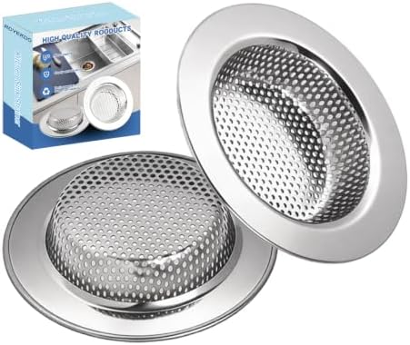 RQYEKDO 2Pack Stainless Sink Drain Strainer 4.4in Wide Rim Mesh Silver