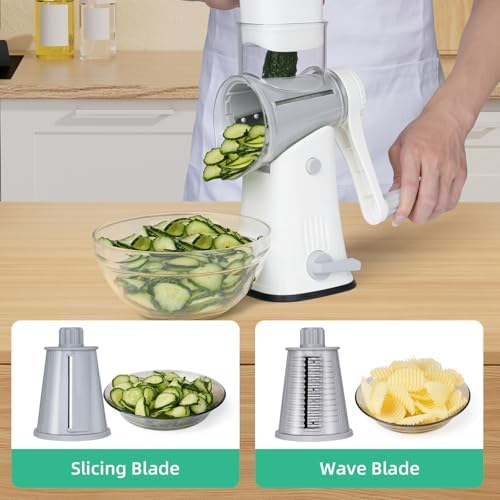 Rotary Cheese Grater Hand Crank, 5 Blades