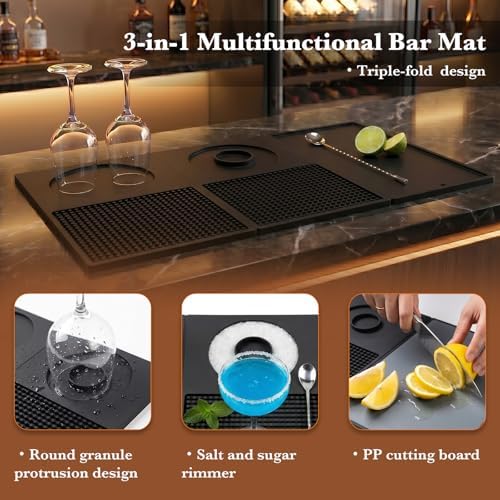 Bar Mat,Folding Portable 22" X 12" Cocktail Bartending Countertop Mat