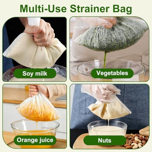 Reusable Fine Mesh Strainer Bag | 6PCS Nylon Filter Bags for Nut Milk
