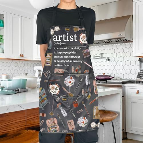 JNIAP Artist Definition Apron Painting Artist Apron with Pockets Paint