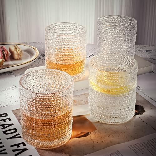 OPAYLY hobnail Drinking Glasses Old Fashion Glass 10oZ rocks glasses