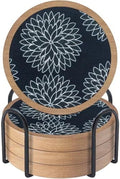 Wood Coasters Set of 4 with Holder, Cewiru Cup Mat for Drinks