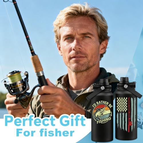 Fufandi Fishing Gifts for Men, Fisherman Gift, Fishing Water Bottle