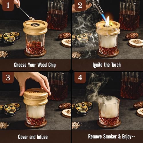 Whiskey Smoker Kit with Torch - 6 Natural Wood Chips Flavors, 2