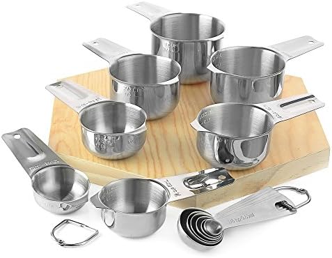 Laxinis World Stainless Steel Measuring Cups and Spoons Set, 13-Piece