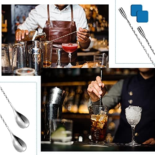 Patelai Wooden Cocktail Muddler and Stainless Steel Bar Spoon, Brown
