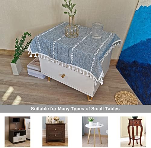 Rustic Bedside Square Small Blue Farmhouse Tablecloth 24 x 24 Inch