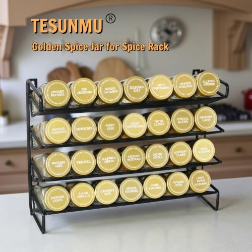 24 Spice Jars with Labels, 4oz Seasoning Jars for Cabinets, Drawers