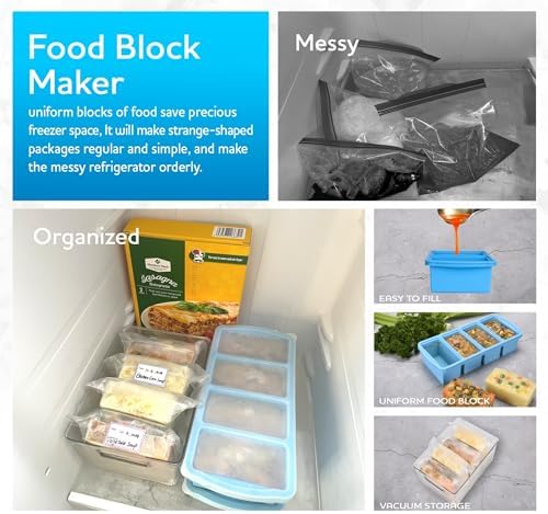 ZIP STANDING Silicone Freezer Trays with Lid,1-cup Soup Freezer