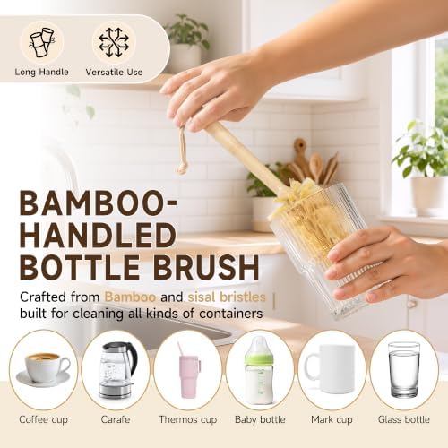 SAMEBUTECO 5-Piece Bamboo Dish Brush Set