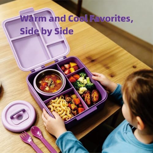 Bento Lunch Box for Kids with 10 oz Insulated Food Jar,Purple