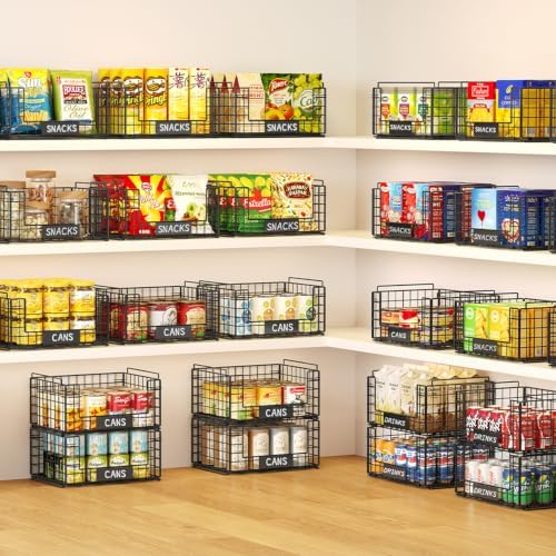 JKsmart 3 Pack XXL Stackable Wire Baskets, Pantry Organizers and
