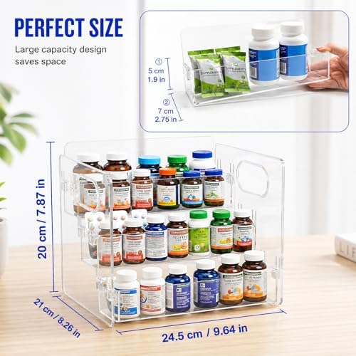 3-Tier Vitamin Storage Organizer, Organizer For Vitamin Bottles And