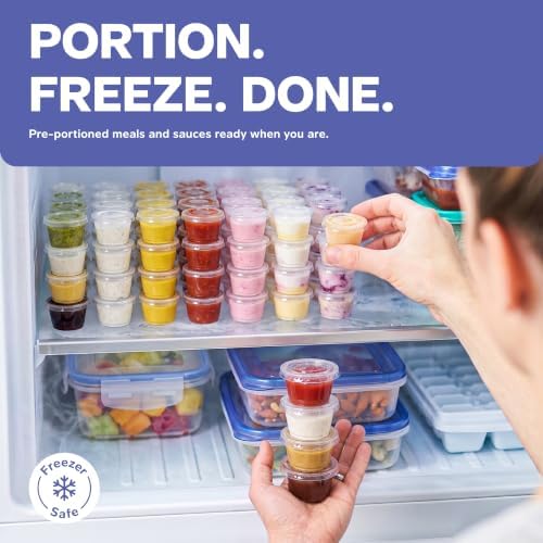GUSTO 1 oz Jello Shot Cups with Lids [100 Count] Condiment Containers
