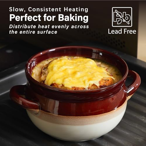 ONEMORE French Onion Soup Bowls, Oven Safe Soup Crocks with Handles