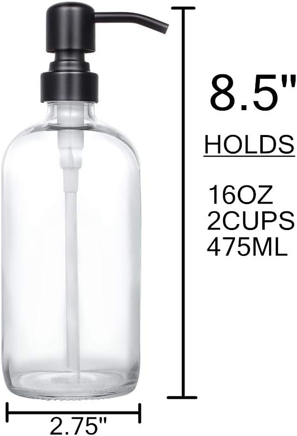 2 Pack Thick Clear Glass Pint Jar Soap Dispenser - Image 3