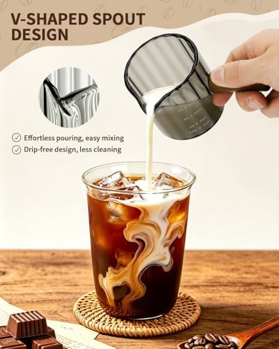 2Pcs Espresso Cups 4oz, V-Spout Espresso Shot Cups, Coffee