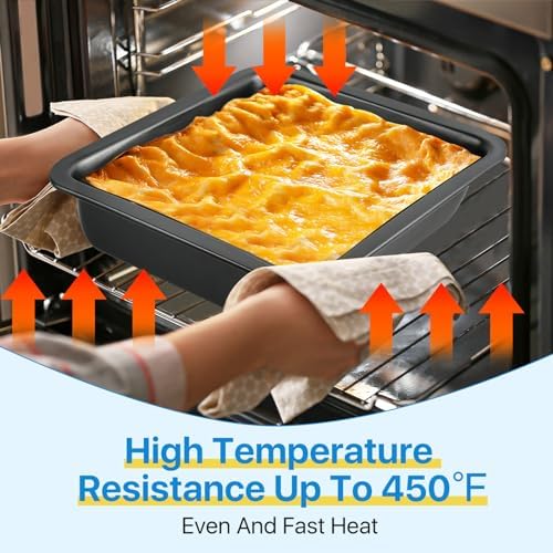 4 Pcs 8x8 Square Baking Pan, Carbon Steel Brownie Pans, Square Cake