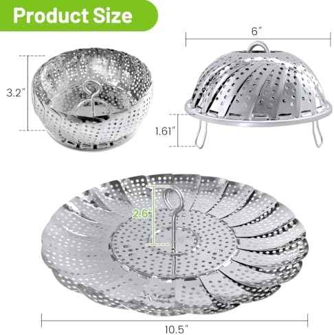 Sayfine Vegetable Steamer Basket, Premium Stainless Steel Veggie Steamer Basket - Folding Expandable Steamers to Fits Various Size Pot (Foldable Large)