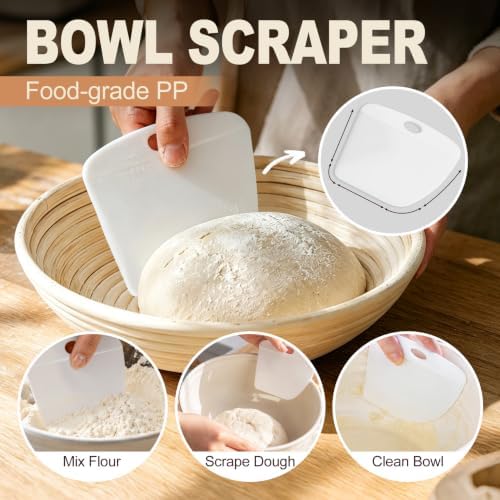 2 PCS Dough Scraper, Stainless Steel Bench Scraper with Dual Measuring