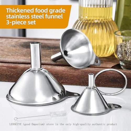 3 Pcs Stainless Steel Kitchen Funnel Made of Food-Grade Stainless