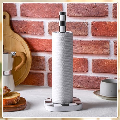 Checkerboard Paper Towel Holder, Black and White