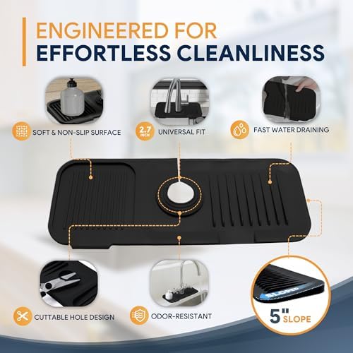 14.6” Silicone Faucet Mat For Kitchen Sink, Kitchen Sink Splash Guard
