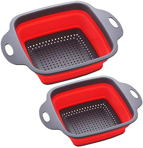 Square Collapsible Colander Set,2 Collapsible Colanders (Strainers)