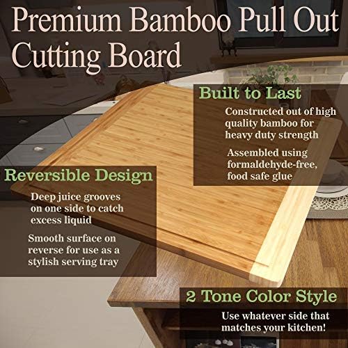 BambooMN Pull Out Cutting Boards, 20 x 18 x 0.75, 2 Pieces