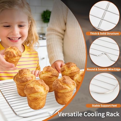 2 Pack Popover Pans with Cooling Rack, Nonstick Yorkshire Pudding Tin