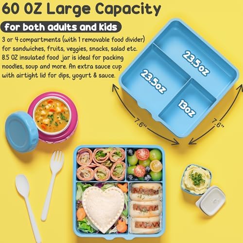Fimibuke Bento Box for Kids Adults, BPA Free Toddler Lunch Box with