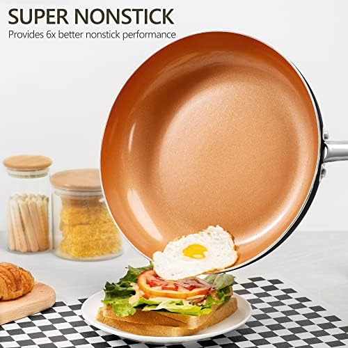 MICHELANGELO Frying Pan with Lid, Nonstick 8 Inch Frying Pan with