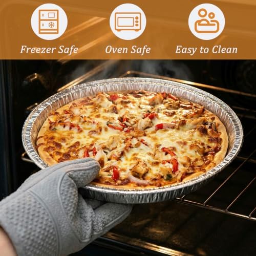 25 Pcs 12" Disposable Pizza Pans & Serving Tray Round Foil Pizza Pan