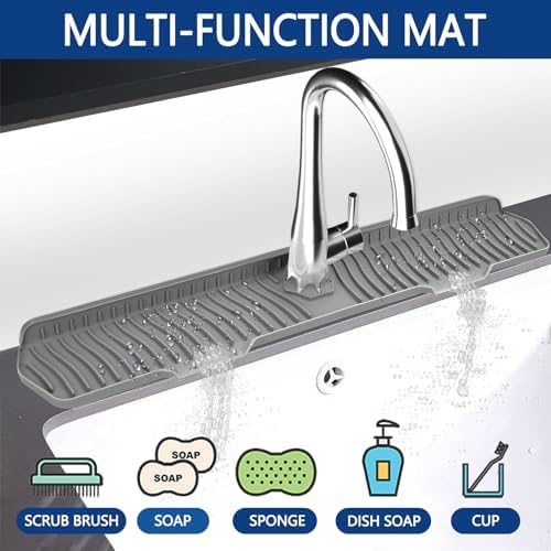 Kitchen Sink Splash Guard Gen2-30" x 6'' Silicone Sink Mat Splash