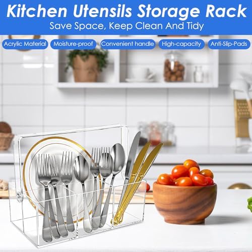 2 Pack Silverware Organizer, Paper Plate Holders, Cutlery and Flatware