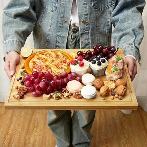 Garvee Cheese Board Set of 3 with Magnetic, Large Bamboo Serving Board