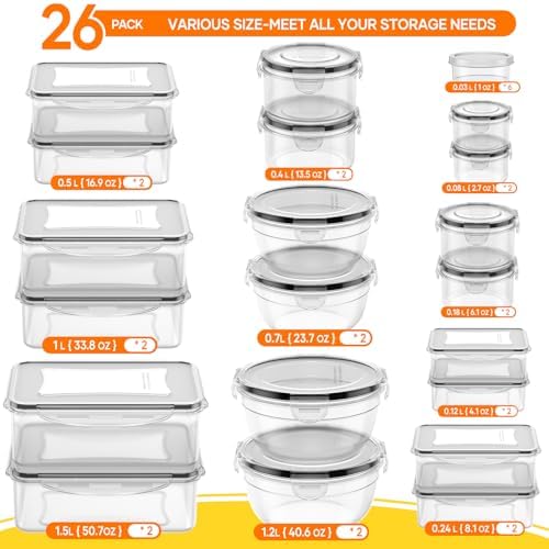 52 PCS Food Storage Containers with Lids