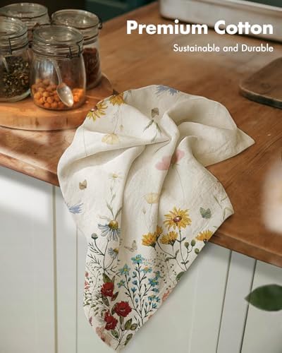 Miss Adola Flour Sack Kitchen Towels Set of 2, Retro Flower