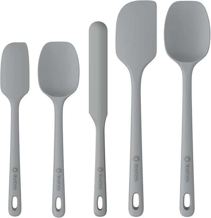 ChefAide 5 Pieces Silicone Spatula Set, Food Grade Rubber Spatula, Upgrade by ChefAide