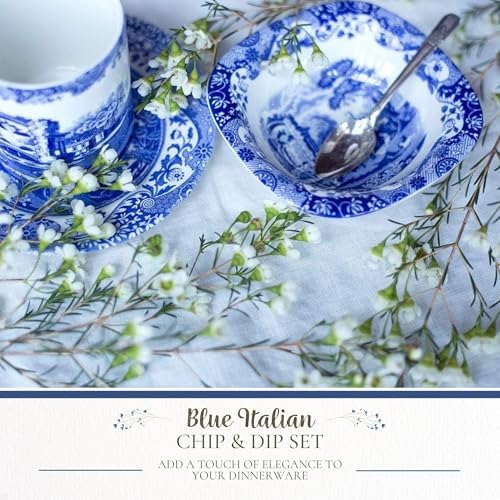 Spode Blue Italian Dip Bowl Set of 3 - 5-Inch Porcelain Bowls with