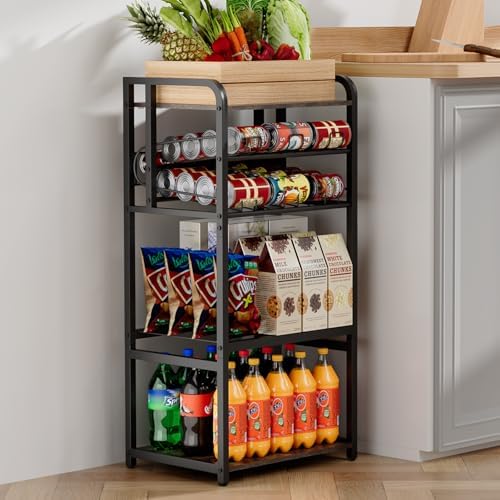 Soda Can Organizer for Pantry,5-Tier Drink Storage Shelf,Black