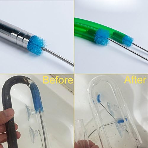 Aquarium Filter Brush Set, Flexible Double Ended Bristles Hose Pipe