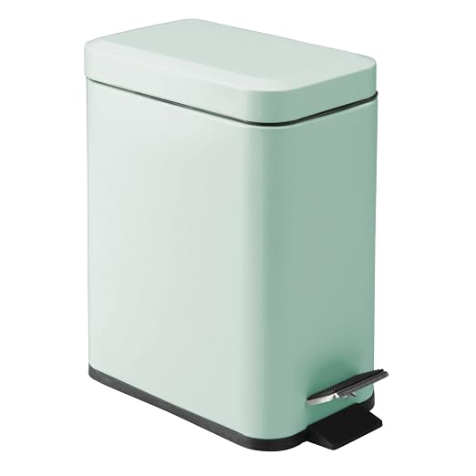mDesign Small Modern 1.3 Gallon Rectangle Metal Lidded Step Trash Can, Compact by mDesign