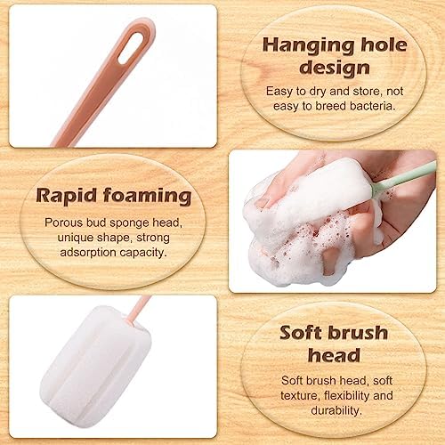 4 PCS Sponge Bottle Brushes, Bottles Scrubber Cleaning Brush with