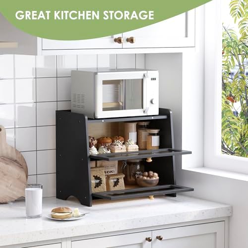 Double Layer Bread Box Container for Kitchen Countertop Homemade Bread